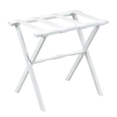 Homeroots HomeRoots 383078 Hotel White Finish Wood Folding Luggage Rack with White Straps 383078